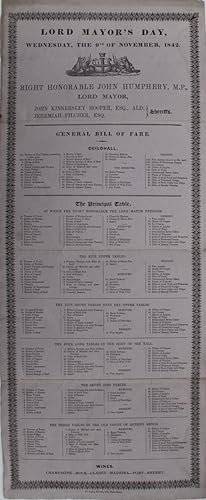 Wednesday, the 9th of November, 1842. John Humphery, M.P. Mayor; John Kinnersley Hooper and Jerem...