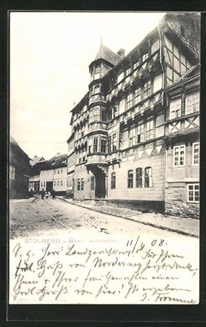Seller image for Ansichtskarte Stolberg /Harz, Strassenpartie mit Konsistorium for sale by Bartko-Reher