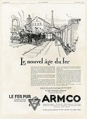 "FER PUR ARMCO" Annonce originale entoilée parue dans L'ILLUSTRATION du 28 Mars 1929