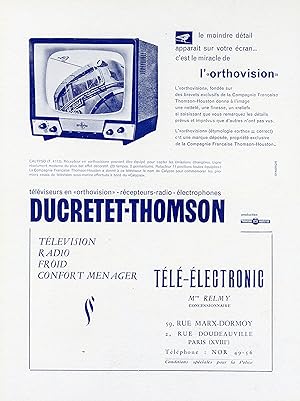 "DUCRETET-THOMSON" Annonce originale entoilée fin 40