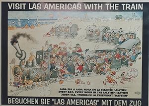 "VISIT LAS AMERICAS WITH THE TRAIN" Affiche originale entoilée / Offset par DUBOUT / GRAFICAS LOS...