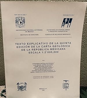 Seller image for Texto Explicativo De La Quinta Edicin De La Carta Geologica De La Repblica Mexicana Escala 12'000,000 (Spanish Language) for sale by Crossroads Books