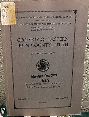Imagen del vendedor de Geology of eastern Iron County, Utah a la venta por Crossroads Books