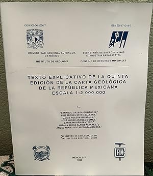 Seller image for Texto Explicativo De La Quinta Edicin De La Carta Geologica De La Repblica Mexicana Escala 1 2'000,000 for sale by Crossroads Books