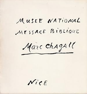 Bild des Verkufers fr Muse National. Message Biblique. Marc Chagall. Donation Marc et Valentina Chagall. zum Verkauf von ARTLINK