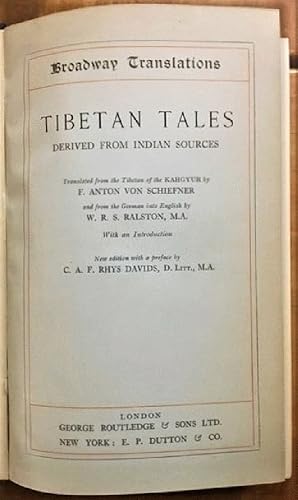 Imagen del vendedor de Tibetan Tales, Derived from Indian Sources. a la venta por Alplaus Books