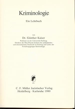 Seller image for Kriminologie Ein Lehrbuch for sale by avelibro OHG