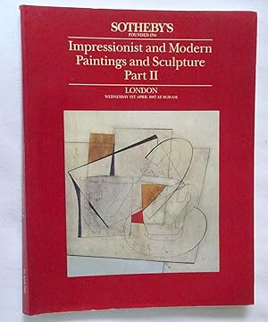 Seller image for Impressionist and Modern Paintings and Sculpture, Part II, Wednesday 1st April 1987. Sotheby's London Auction Sale Catalogue NEMOURS for sale by Tony Hutchinson