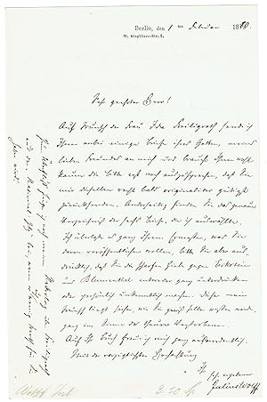 Imagen del vendedor de Eigenhndiger Brief mit Unterschrift. a la venta por Kotte Autographs GmbH