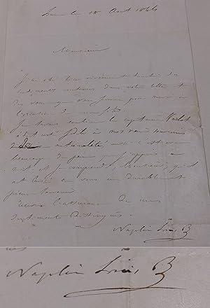 Napoleon III., Kaiser der Franzosen. Eigenhändiger Brief mit Unterschrift aus der Haft in Ham (18...