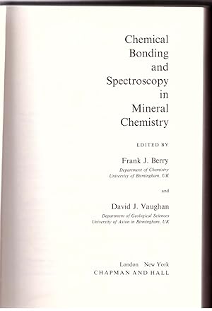 Bild des Verkufers fr Chemical Bonding and Spectroscopy in Mineral Chemistry. zum Verkauf von Andreas Schller