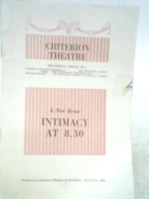 Bild des Verkufers fr Criterion Theatre A New Revue Intimacy at 8.30 Programme Thursday April 29th 1954 zum Verkauf von World of Rare Books
