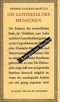 Bild des Verkufers fr Die Geistseele des Menschen. zum Verkauf von Antiquariat im Kloster