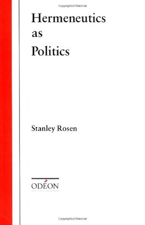 Immagine del venditore per Hermeneutics as Politics (Od?on) venduto da Redux Books