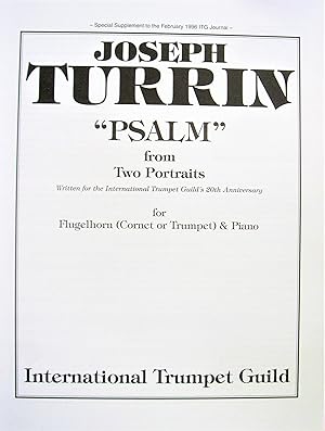 Psalm from Two Portraits for Flugelhorn (Cornet or Trumpet) & Piano.