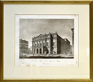 J. R. Teatro alla Scala in Milano. [um 1820]. [Original-Radierung in Aquatinta, gerahmt / Origina...