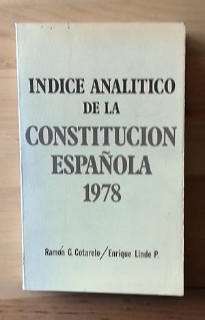 Image du vendeur pour NDICE ANALTICO DE LA CONSTITUCIN ESPAOLA 1978 mis en vente par Itziar Arranz Libros & Dribaslibros