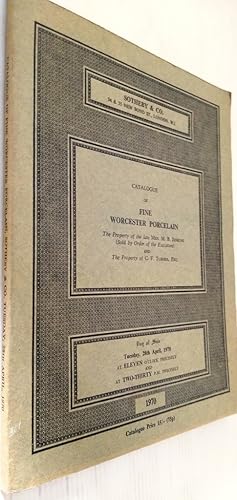 Catalogue of Fine Worcester Porcelain The Property of the late Mrs. M.B. Jenkinks , and Property ...