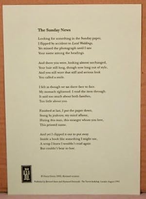 Seller image for The Sunday News. BROADSIDE 8.2x11.8 inches. for sale by Bucks County Bookshop IOBA