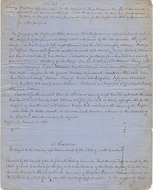 Seller image for Manuscript Copy] Three Confederate States Acts and Resolves concerning Provisional Forces and military expenditures in Charleston for sale by Kaaterskill Books, ABAA/ILAB