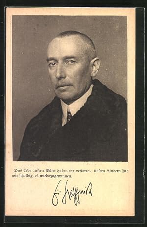 Image du vendeur pour Ansichtskarte Karl Helfferich im Portrait, Vizekanzler in der Weimarer Republik mis en vente par Bartko-Reher
