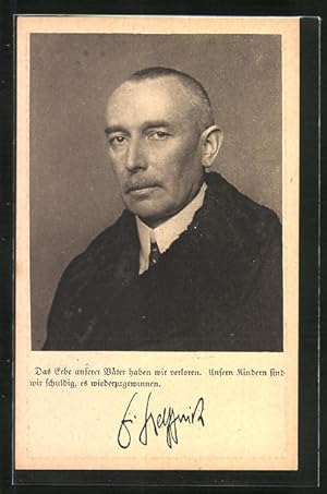 Seller image for Ansichtskarte Karl Helfferich im Portrait, Vizekanzler in der Weimarer Republik for sale by Bartko-Reher