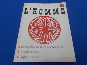 Imagen del vendedor de L'HOMME. Revue Franaise d'Anthropologie a la venta por Emmanuelle Morin