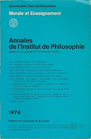 ANNALES DE L'INSTITUT DE PHILOSOPHIE-MORALE ET ENSEIGNEMENT-1974
