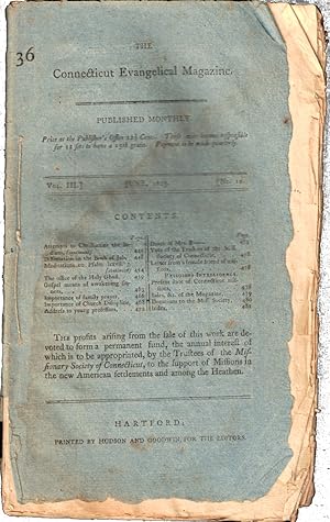 Seller image for The Connecticut Evangelical Magazine Vol. III No. 12 June, 1803 for sale by Kenneth Mallory Bookseller ABAA