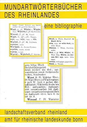 Bild des Verkufers fr Mundartwrterbcher des Rheinlandes. Eine Bibliographie. zum Verkauf von Brbel Hoffmann