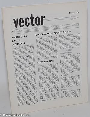 Seller image for Vector: responsible action by responsible people in responsible ways; vol. 2, #3, February 1966: Southern California ACLU Policy on Sex for sale by Bolerium Books Inc.