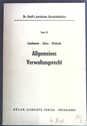 Bild des Verkufers fr Allgemeines Verwaltungsrecht zum Verkauf von books4less (Versandantiquariat Petra Gros GmbH & Co. KG)