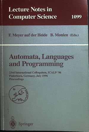 Bild des Verkufers fr Automata, Languages and Programming; Lecture Notes in Computer Science, 1099 zum Verkauf von books4less (Versandantiquariat Petra Gros GmbH & Co. KG)