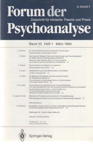 Seller image for Band 10; Heft 1. Forum der Psychoanalyse. Mrz 1994. Zeitschrift fr klinische Theorie und Praxis. for sale by Fundus-Online GbR Borkert Schwarz Zerfa
