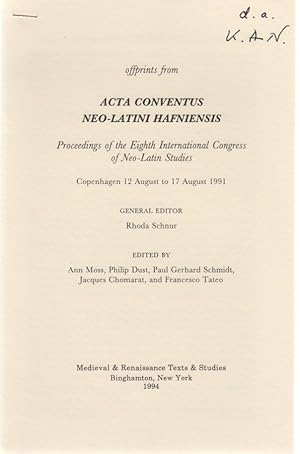 Bild des Verkufers fr Urbs Bonna quomodo Latinis litteris inde a decimo sexto ineunte fere saeculo descripta sit et laudata. [Aus: Acta Conventus Neo-Latini Hafniensis]. Proceedings of the Eigth International Congress of Neo-Latin Studies, Copenhagen 12 August to 17 August 1991. zum Verkauf von Fundus-Online GbR Borkert Schwarz Zerfa