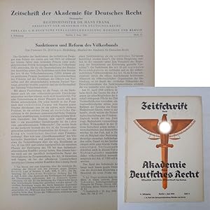 Bild des Verkufers fr Zeitschrift der Akademie fr Deutsches Recht. Herausgeber: Reichsminister Dr. Hans Frank, Prsident der Akademie fr Deutsches Recht. 4. Jahrgang Heft 11, 1. Juni 1937 * S u d e t e n d e u t s c h e Gesetzesantrge ber V o l k s t u m s r e c h t e / Neugestaltung des B  r g e r l i c h e n G e s e t z b u c h e s zum Verkauf von Galerie fr gegenstndliche Kunst