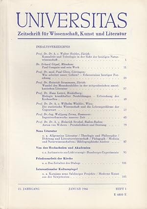 Seller image for Universitas 21. Jahrgang 1966 - Heft 1 - Zeitschrift fr Wissenschaft, Kunst und Literatur for sale by Versandantiquariat Nussbaum