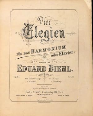 Vier Elegien für das Harmonium (oder Klavier). Op. 47