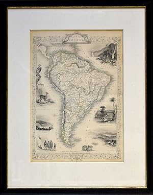 South America. [Grenzkolorierter Original-Stahlstich, gerahmt].