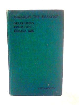 Bild des Verkufers fr Macaulay the Essayist zum Verkauf von World of Rare Books