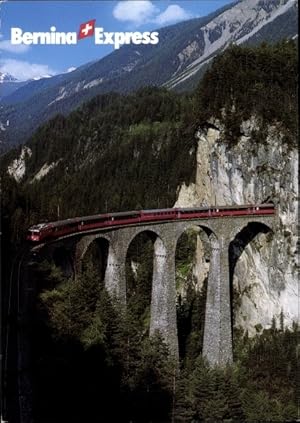 Bild des Verkufers fr Ansichtskarte / Postkarte Filisur Kanton Graubnden, Bernina Express auf dem Landwasser Viadukt, Eisenbahn zum Verkauf von akpool GmbH