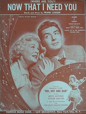 Bild des Verkufers fr Red, Hot and Blue Sheet Music 1949 Betty Hutton, Victor Mature zum Verkauf von AcornBooksNH