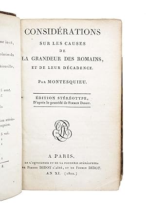 Montesquieu - Considérations sur les causes de la grandeur des Romains