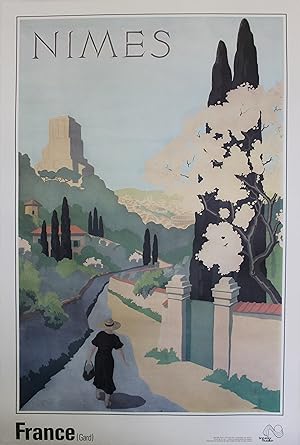 "NIMES 1934" Affiche originale entoilée / Offset éditée par l'OFFICE DE TOURISME DE NIMES d'après...