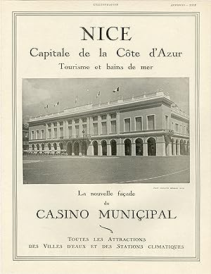 "CASINO MUNICIPAL NICE" Annonce originale entoilée / Photo INDUSTR. BERARD Nice parue dans L'ILLU...
