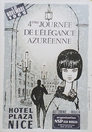 "4ème JOURNÉE de l'ÉLÉGANCE AZURÉENNE 1965" Affiche originale entoilée / Offset AGENCE DE PUBLICI...