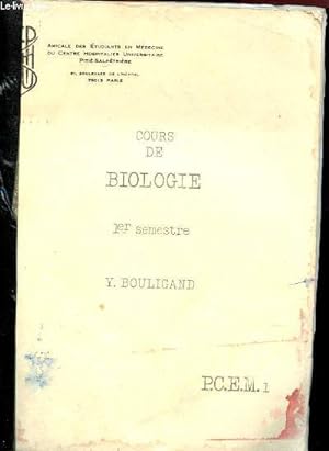 Bild des Verkufers fr Cours de biologie - 1er semestre - P.C.E.M.1- travaux pratiques + travaux diriges zum Verkauf von Le-Livre