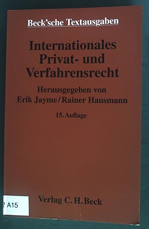 Seller image for Internationales Privat- und Verfahrensrecht: Textausgabe. Beck'sche Textausgaben. for sale by books4less (Versandantiquariat Petra Gros GmbH & Co. KG)