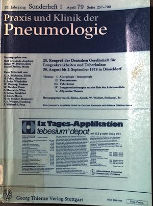 Seller image for Praxis und Klinik der Pneumologie. 33. Jahrgang Sonderheft 1 April 79. for sale by books4less (Versandantiquariat Petra Gros GmbH & Co. KG)