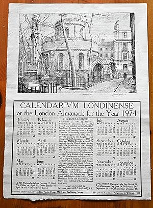 Seller image for Calendarium Londinense, or the London Almanack for the Year 1974 : The Temple Church for sale by BiblioFile